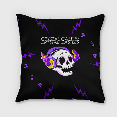 Подушка квадратная Crystal Castles неоновый череп / 3D-принт – фото 1