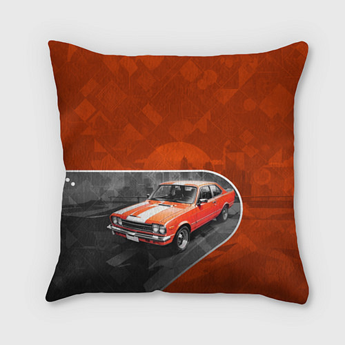 Подушка квадратная Оранжевый ретроавтомобиль / 3D-принт – фото 1