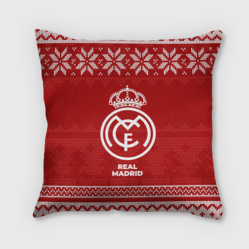 Подушка квадратная Новогодний Real Madrid / 3D-принт – фото 1