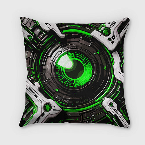 Подушка квадратная Зелёная сфера киберпанк / 3D-принт – фото 1