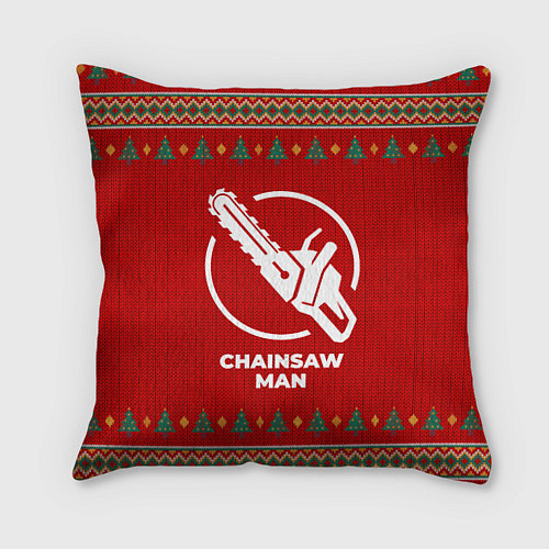 Подушка квадратная Chainsaw Man new year / 3D-принт – фото 1