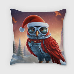 Подушка квадратная Новогодняя кибер сова, цвет: 3D-принт