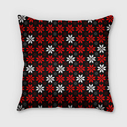 Подушка квадратная Red and white stars on a black background, цвет: 3D-принт