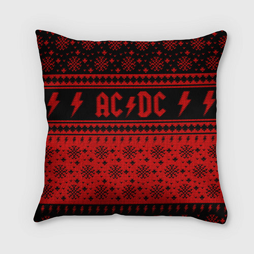 Подушка квадратная ACDC christmas sweater / 3D-принт – фото 1