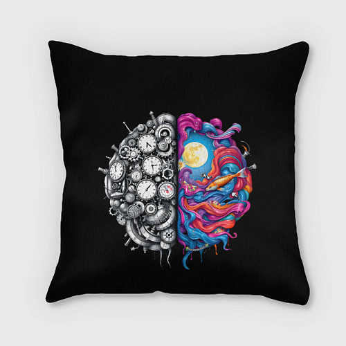 Подушка квадратная Правое и левое полушарие / 3D-принт – фото 1