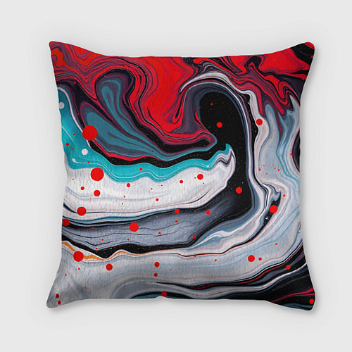 Подушка квадратная Флюид арт абстракция / 3D-принт – фото 1