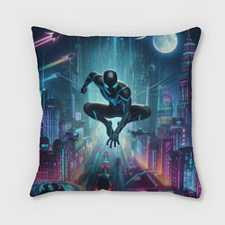 Подушка квадратная Spider-man in the neon metropolis