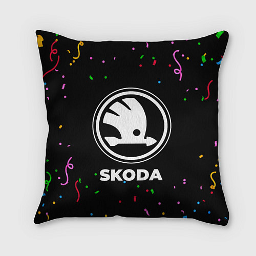 Подушка квадратная Skoda конфети / 3D-принт – фото 1