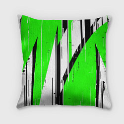 Подушка квадратная Black and white vertical stripes on a green backgr, цвет: 3D-принт