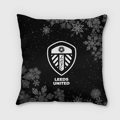 Подушка квадратная Снежный Leeds United / 3D-принт – фото 1