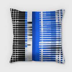 Подушка квадратная White stripes on a black and blue background, цвет: 3D-принт