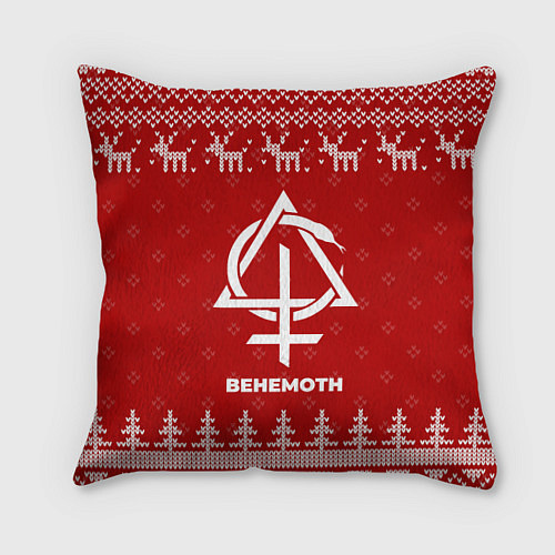 Подушка квадратная Новогодний Behemoth с оленями / 3D-принт – фото 1
