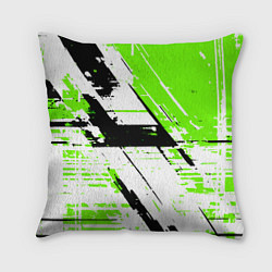 Подушка квадратная Diagonal black and green stripes on a white backgr, цвет: 3D-принт