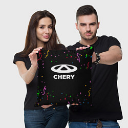 Подушка квадратная Chery конфети, цвет: 3D-принт — фото 2