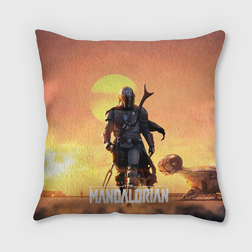 Подушка квадратная Идущий мандалорец / 3D-принт – фото 1