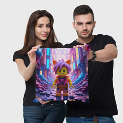 Подушка квадратная Роблокс с фиолетовыми волосами, цвет: 3D-принт — фото 2