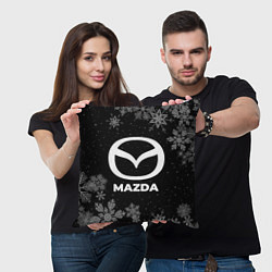 Подушка квадратная Снежный Mazda, цвет: 3D-принт — фото 2