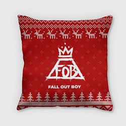 Подушка квадратная Новогодний Fall Out Boy с оленями