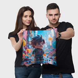 Подушка квадратная Человечек из лего, цвет: 3D-принт — фото 2