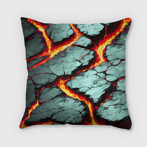 Подушка квадратная Треснувший камень жёлтый / 3D-принт – фото 1