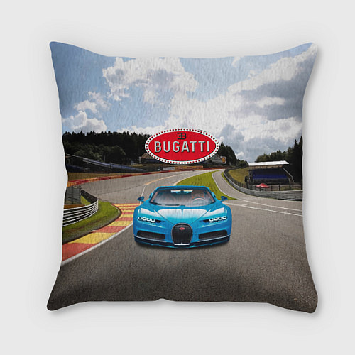 Подушка квадратная Bugatti - motorsport racing route / 3D-принт – фото 1