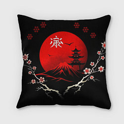 Подушка квадратная Japan red black nature, цвет: 3D-принт