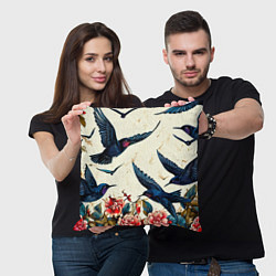 Подушка квадратная Стая ласточек, цвет: 3D-принт — фото 2