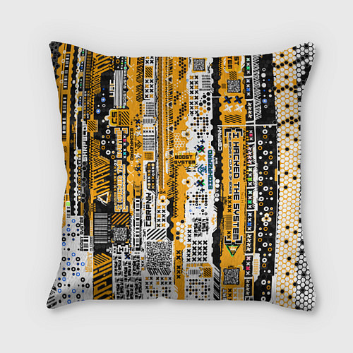 Подушка квадратная Cyberpunk pattern yellow / 3D-принт – фото 1