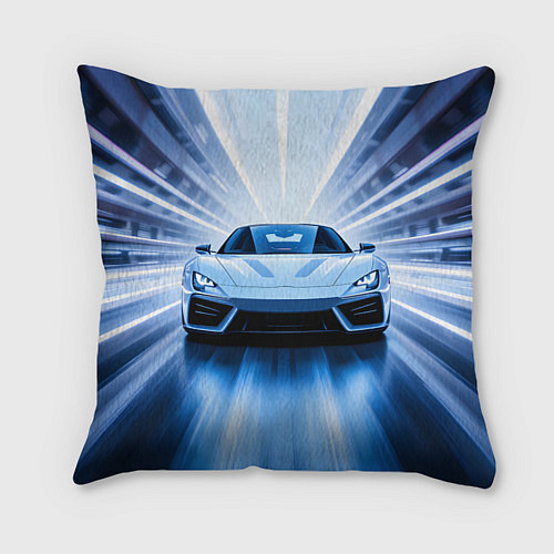 Подушка квадратная Спорткар на скорости / 3D-принт – фото 1