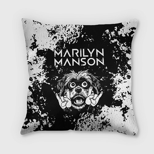 Подушка квадратная Marilyn Manson рок пес / 3D-принт – фото 1