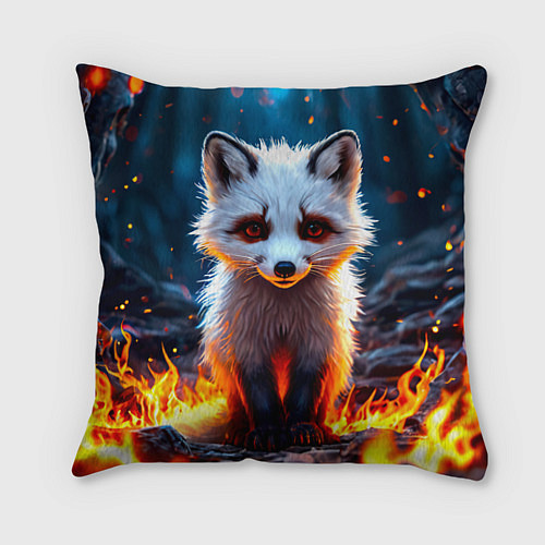 Подушка квадратная Песец в огне / 3D-принт – фото 1
