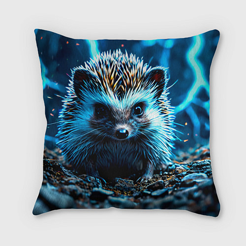 Подушка квадратная Ежик в разрядах молний / 3D-принт – фото 1