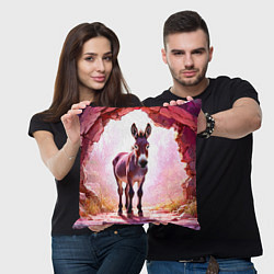 Подушка квадратная Осел в розовом свете, цвет: 3D-принт — фото 2