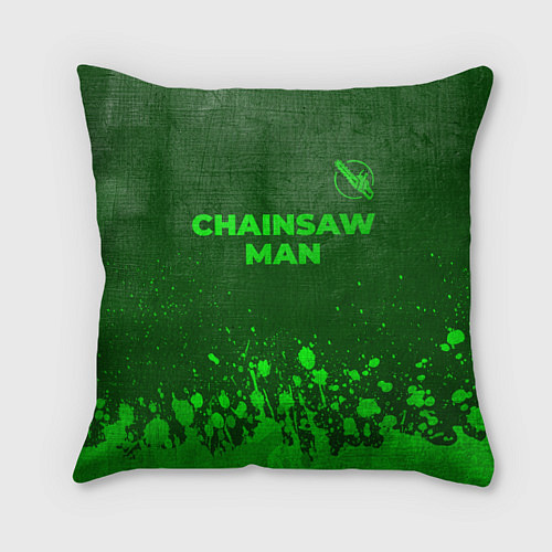 Подушка квадратная Chainsaw Man - green gradient посередине / 3D-принт – фото 1