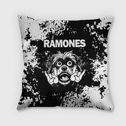 Подушка квадратная Ramones рок пес, цвет: 3D-принт