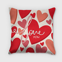 Подушка квадратная Love you hearts pattern