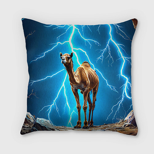 Подушка квадратная Верблюд и удар молнии / 3D-принт – фото 1