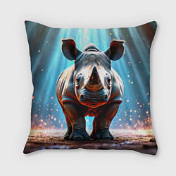 Подушка квадратная Носорог в лучах, цвет: 3D-принт