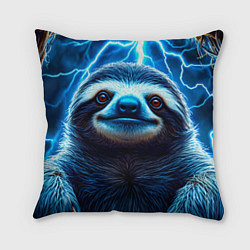 Подушка квадратная Ленивец в разрядах молний, цвет: 3D-принт