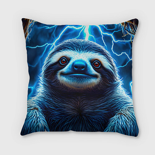 Подушка квадратная Ленивец в разрядах молний / 3D-принт – фото 1