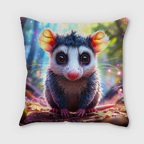 Подушка квадратная Опоссум в лесу / 3D-принт – фото 1