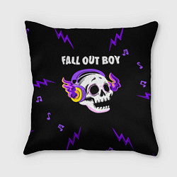 Подушка квадратная Fall Out Boy неоновый череп, цвет: 3D-принт