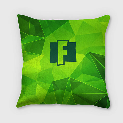 Подушка квадратная Fortnite green poly / 3D-принт – фото 1