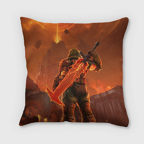 Подушка квадратная Палач рока и башня Doom / 3D-принт – фото 1