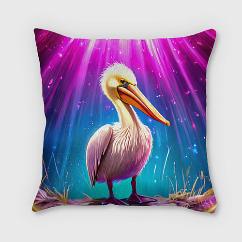 Подушка квадратная Пеликан в сиянии лучей / 3D-принт – фото 1