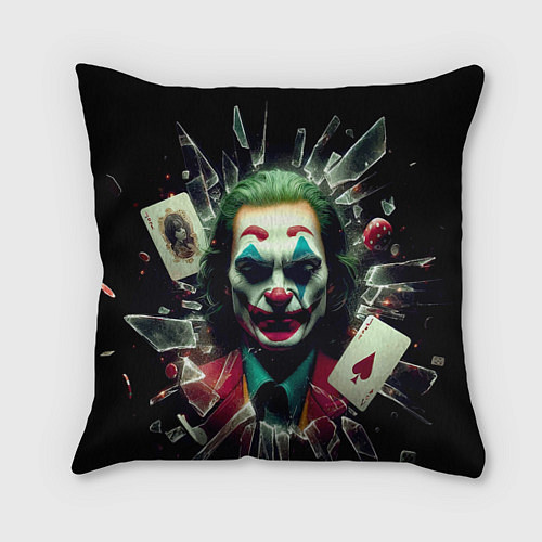 Подушка квадратная Джокер - разбитое стекло / 3D-принт – фото 1