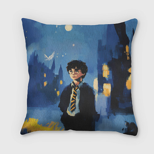 Подушка квадратная Гарри Поттер рисунок акварелью / 3D-принт – фото 1