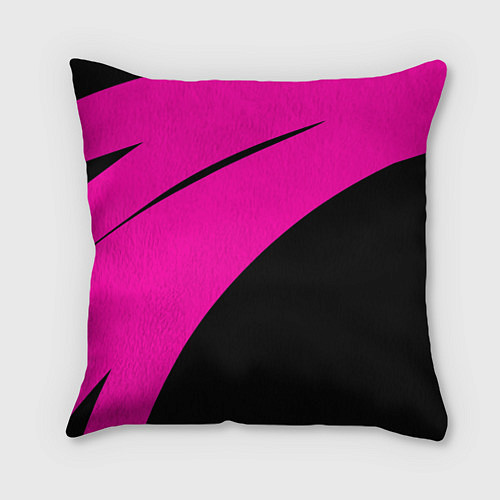 Подушка квадратная Розовый с чёрным двуцветный с полосой / 3D-принт – фото 1