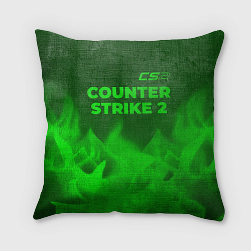 Подушка квадратная Counter Strike 2 - green gradient посередине / 3D-принт – фото 1