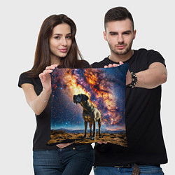 Подушка квадратная Немецкий дог и космическое небо, цвет: 3D-принт — фото 2